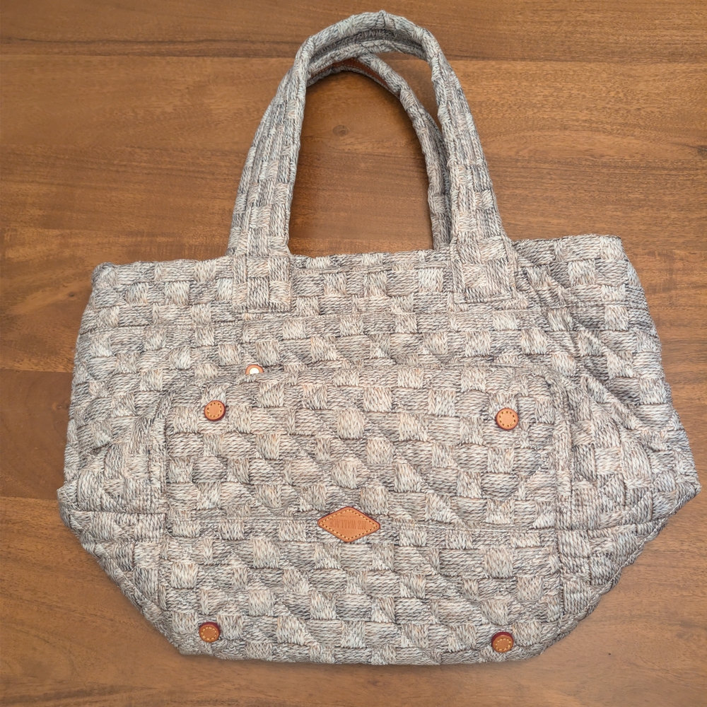Gray Quilted Tote Bag